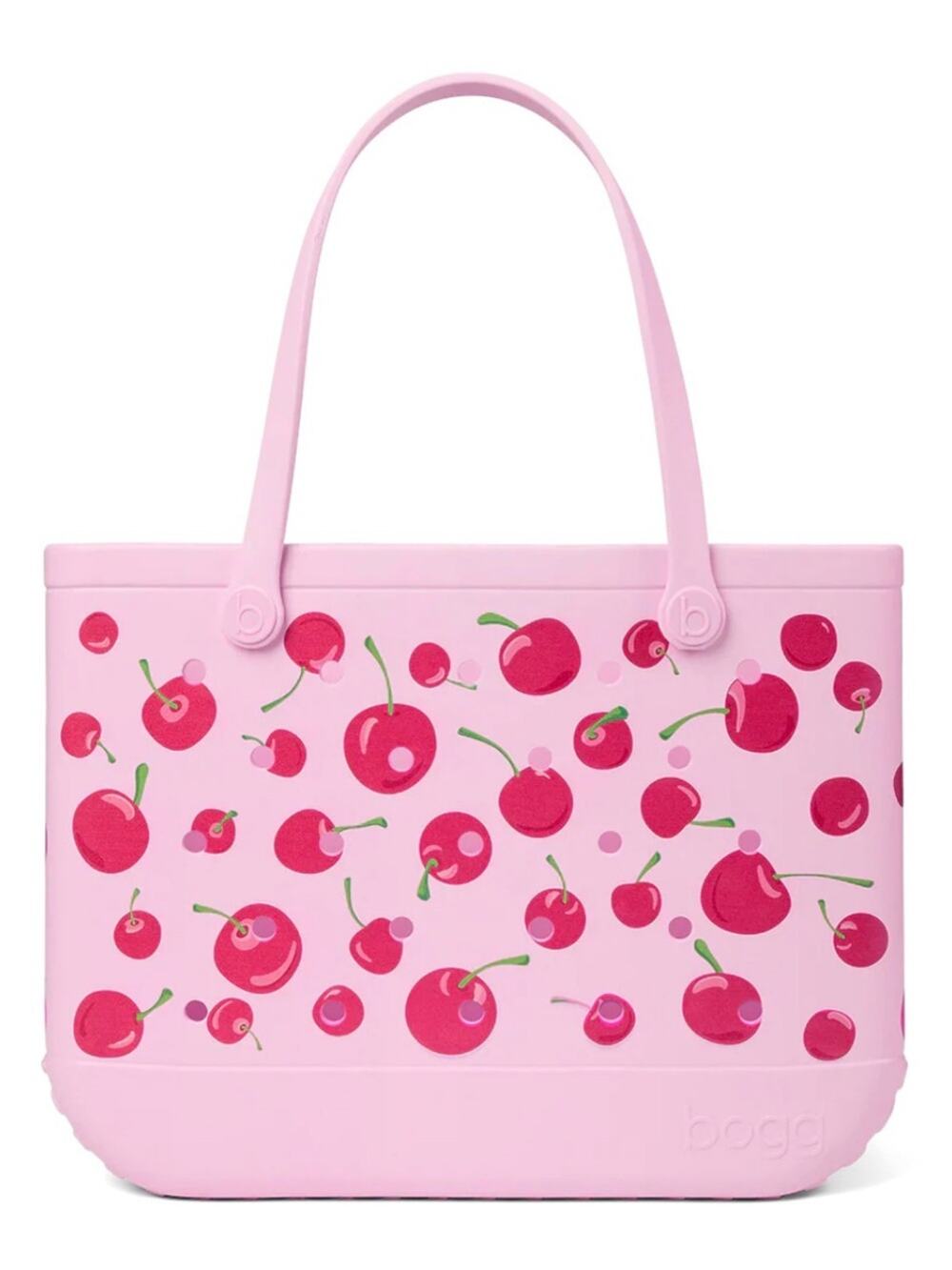 NEW BOGG EVA BAG X-LARGE WATERPROOF Pink Cherry On Top Print Tote 19x9x14” NWT
